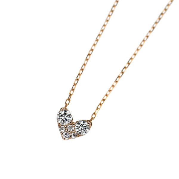 ポンテヴェキオ K18PG/YG ダイヤモンド ペンダントネックレス 0.14ct 引き輪社外 ハート