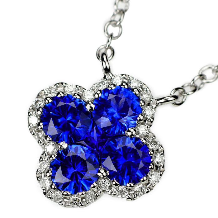 K18WG サファイア ダイヤモンド ペンダントネックレス 0.76ct D0.37ct