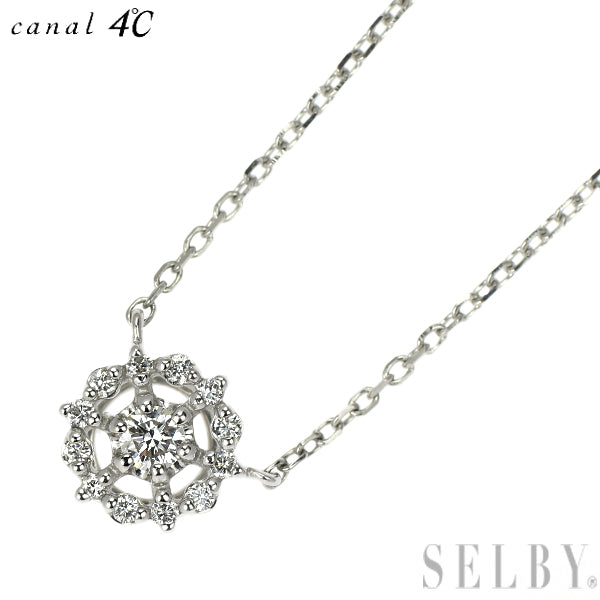 カナル4℃ Pt850 ダイヤモンド ペンダントネックレス