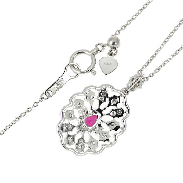 K18WG ルビー ダイヤモンド ペンダントネックレス 0.21ct D0.18ct