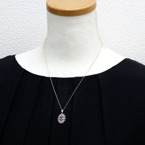 K18WG ルビー ダイヤモンド ペンダントネックレス 0.21ct D0.18ct