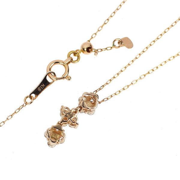 K18PG ダイヤモンド ペンダントネックレス 0.30ct フラワー ハート 2way