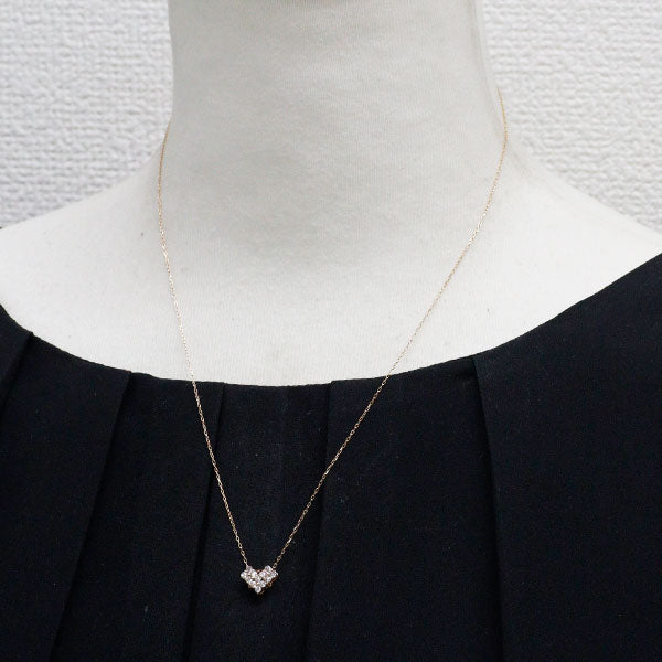 K18PG ダイヤモンド ペンダントネックレス 0.30ct フラワー ハート 2way
