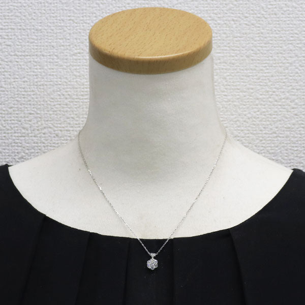 K18WG ダイヤモンド ペンダントネックレス 0.56ct フラワー