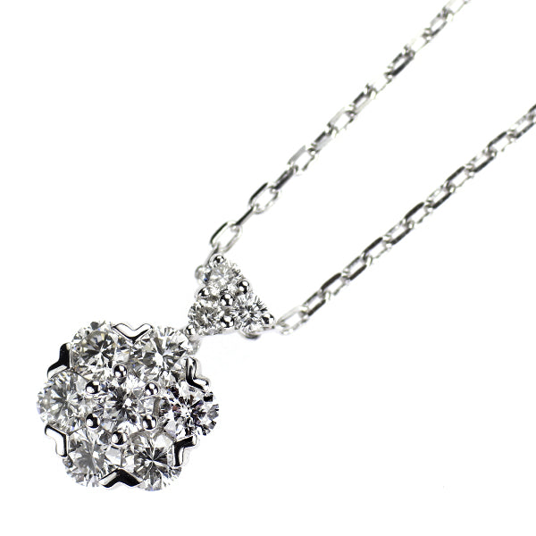 K18WG ダイヤモンド ペンダントネックレス 0.56ct フラワー