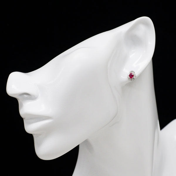 K14WG ルビー ダイヤモンド ピアス 0.52ct D0.18ct