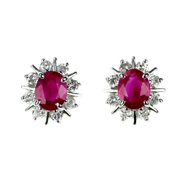 K14WG ルビー ダイヤモンド ピアス 0.52ct D0.18ct