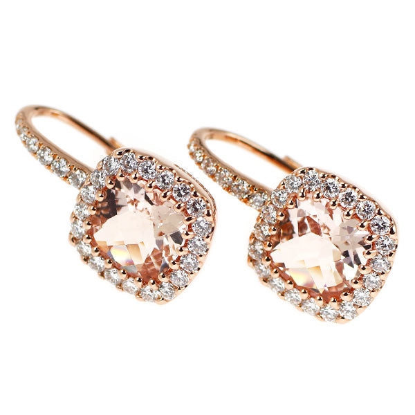 K18PG モルガナイト ダイヤモンド ピアス 2.20ct D0.60ct