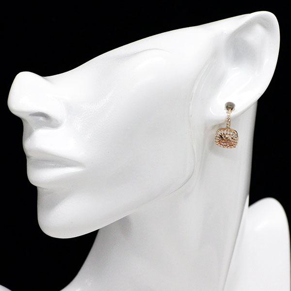 K18PG モルガナイト ダイヤモンド ピアス 2.20ct D0.60ct