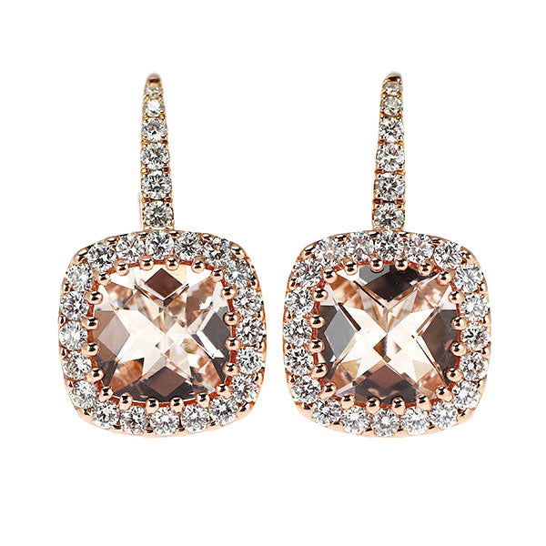 K18PG モルガナイト ダイヤモンド ピアス 2.20ct D0.60ct