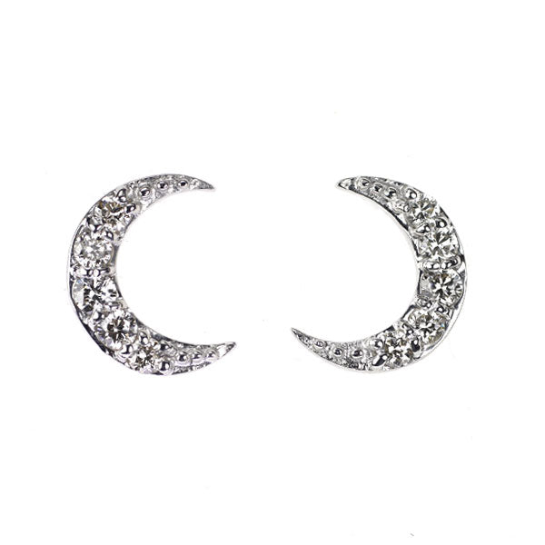 K18WG ダイヤモンド ピアス 0.20ct 月