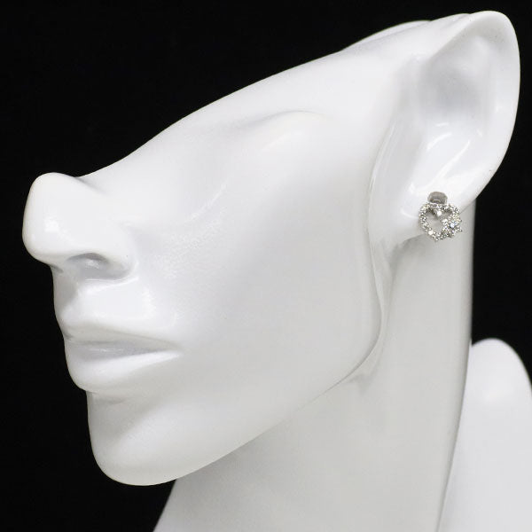 K18WG トリートブルー/カラーレス ダイヤモンド ピアス 0.60ct ハート フラワー