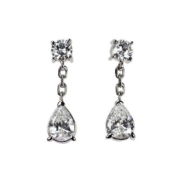 Pt900 ペアシェイプ ダイヤモンド  ピアス 0.86ct D0.30ct