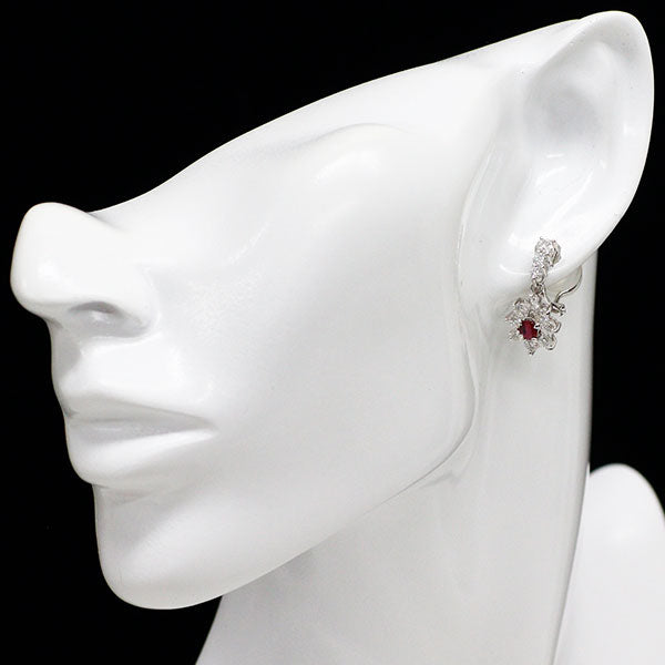K18WG/ K14WG ルビー ダイヤモンド ピアス 0.38ct — セルビー
