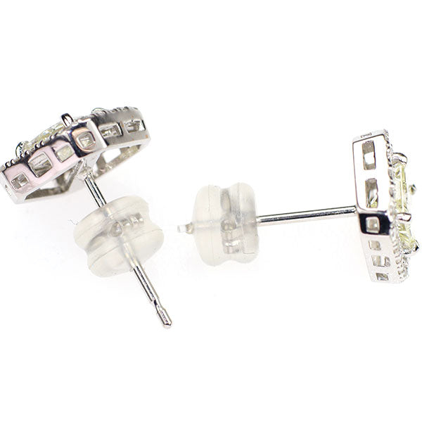 K18WG プリンセスカット ダイヤモンド ピアス 1.445ct D0.48ct