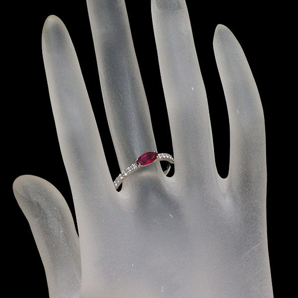 Pt900 マーキス ルビー ダイヤモンド リング 0.58ct D0.25ct