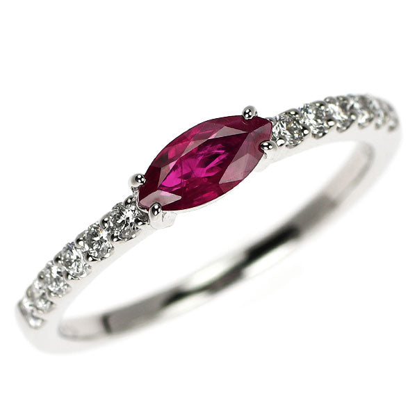 Pt900 マーキス ルビー ダイヤモンド リング 0.58ct D0.25ct