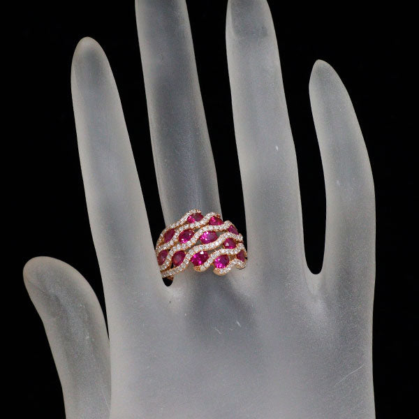 K18PG ルビー ダイヤモンド リング 2.38ct D0.86ct