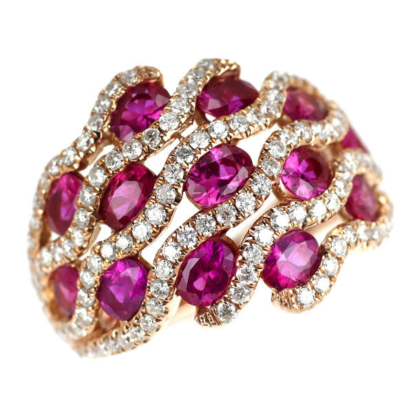 K18PG ルビー ダイヤモンド リング 2.38ct D0.86ct