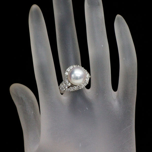 Pt900 白蝶真珠 ダイヤモンド リング 径約11.7mm D1.82ct