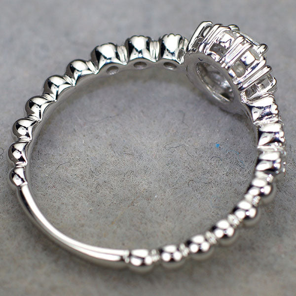 K18WG ペアシェイプ ローズカットダイヤモンド リング 0.10ct D0.17ct