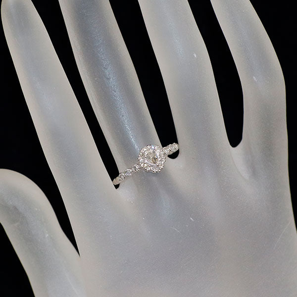 K18WG ペアシェイプ ローズカットダイヤモンド リング 0.10ct D0.17ct