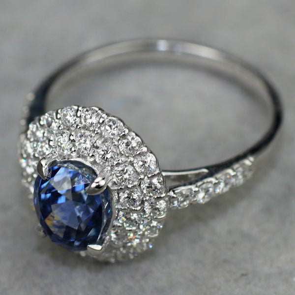 Pt900 マダガスカル産非加熱サファイア ダイヤモンド リング 2.24ct D0