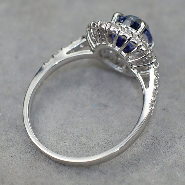 Pt900 マダガスカル産非加熱サファイア ダイヤモンド リング 2.24ct D0
