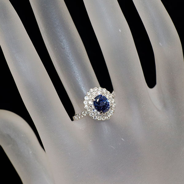 Pt900 マダガスカル産非加熱サファイア ダイヤモンド リング 2.24ct D0