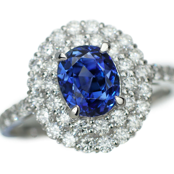 Pt900 マダガスカル産非加熱サファイア ダイヤモンド リング 2.24ct D0.78ct