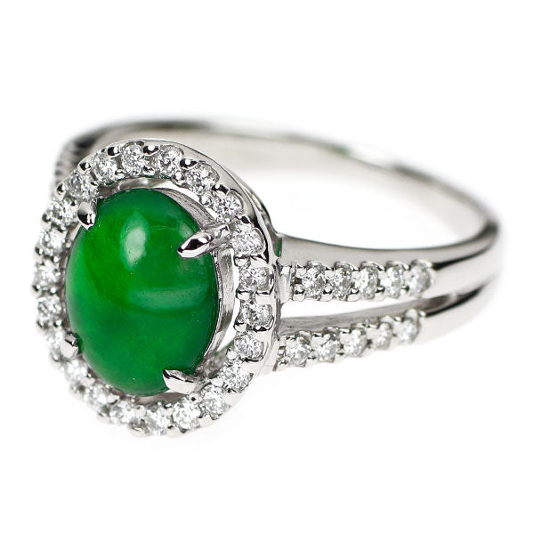 Pt900 翡翠/ヒスイ ダイヤモンド リング 1.66ct D0.37ct