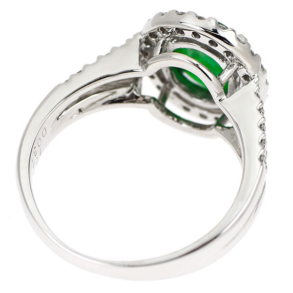 Pt900 翡翠/ヒスイ ダイヤモンド リング 1.66ct D0.37ct