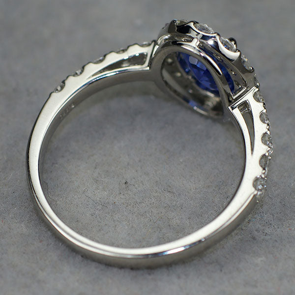 Pt950 非加熱コーンフラワーブルー サファイアダイヤモンド リング 1.57ct D0.62ct