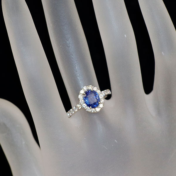 Pt950 非加熱コーンフラワーブルー サファイアダイヤモンド リング 1.57ct D0.62ct