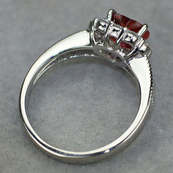 Pt900 タイ産ピジョンブラッドルビー ダイヤモンド リング 1.26ct D0.72ct
