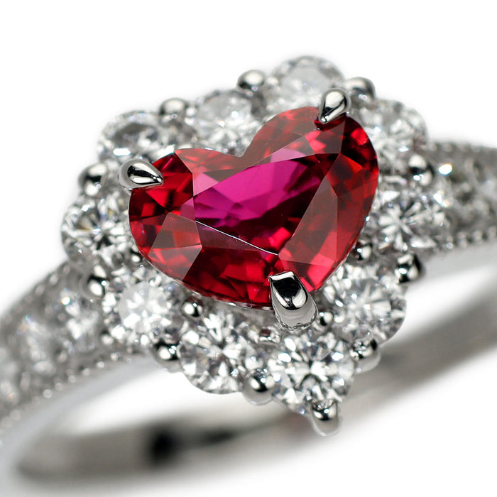 Pt900 タイ産ピジョンブラッドルビー ダイヤモンド リング 1.26ct D0.72ct
