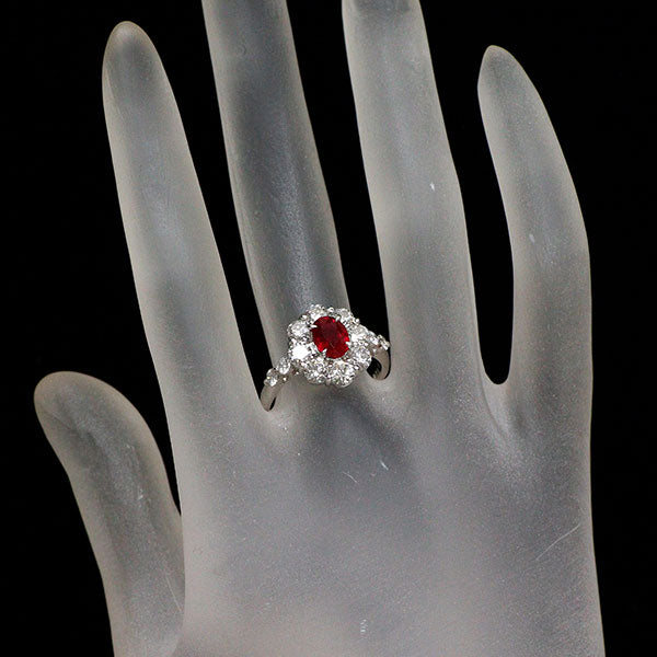 Pt900 ビルマ/ミャンマー産 ピジョンブラッド ルビー ダイヤモンド リング 1.260ct D1.45ct
