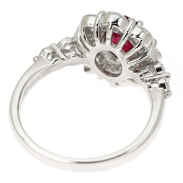 Pt900 ビルマ/ミャンマー産 ピジョンブラッド ルビー ダイヤモンド リング 1.260ct D1.45ct