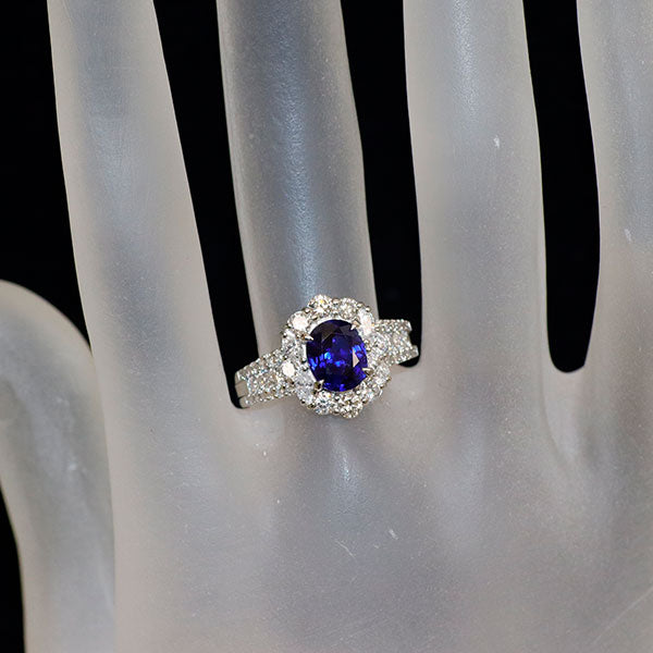 Pt900 マダガスカル産ロイヤルブルー サファイア ダイヤモンド リング 1.54ct D0.86ct