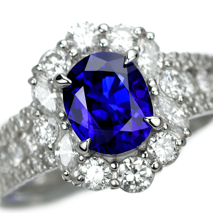 Pt900 マダガスカル産ロイヤルブルー サファイア ダイヤモンド リング 1.54ct D0.86ct