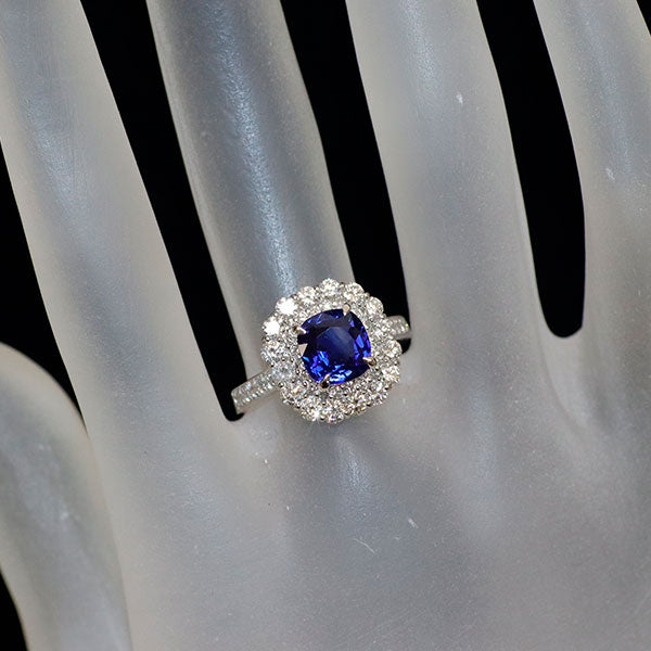 Pt900 スリランカ産ロイヤルブルーサファイア ダイヤモンド リング 2.13ct D1.00ct