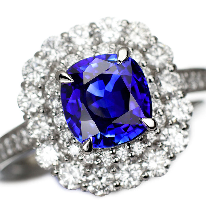 Pt900 スリランカ産ロイヤルブルーサファイア ダイヤモンド リング 2.13ct D1.00ct