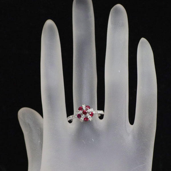 K18WG ルビー ダイヤモンド リング 0.65ct D0.49ct