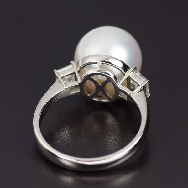 Pt900 白蝶真珠 ダイヤモンド リング 径約11.9mm D0.666ct