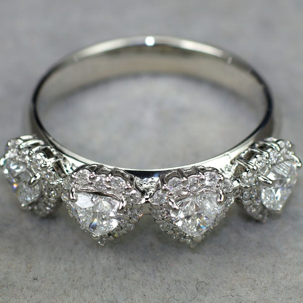 Pt900 ハートシェイプダイヤモンド リング 0.983ct D VVS2 -SI2 D0.60ct