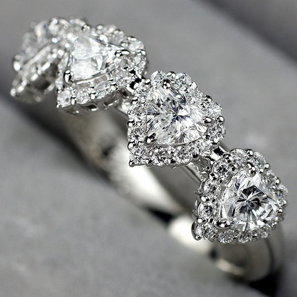 Pt900 ハートシェイプダイヤモンド リング 0.983ct D VVS2 -SI2 D0.60ct