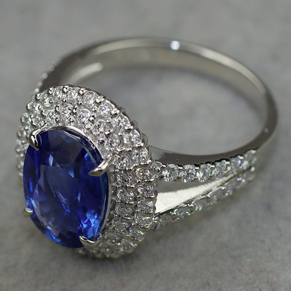 Pt900 サファイア ダイヤモンド リング 3.327ct D0.78ct