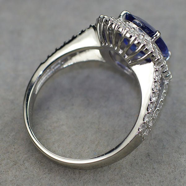 Pt900 サファイア ダイヤモンド リング 3.327ct D0.78ct