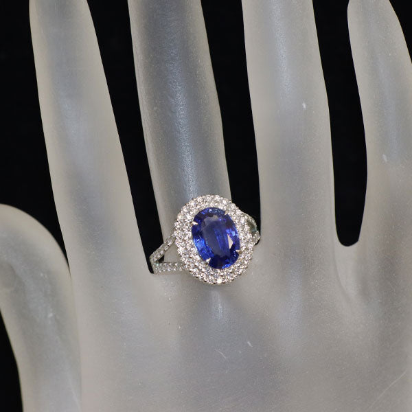 Pt900 サファイア ダイヤモンド リング 3.327ct D0.78ct