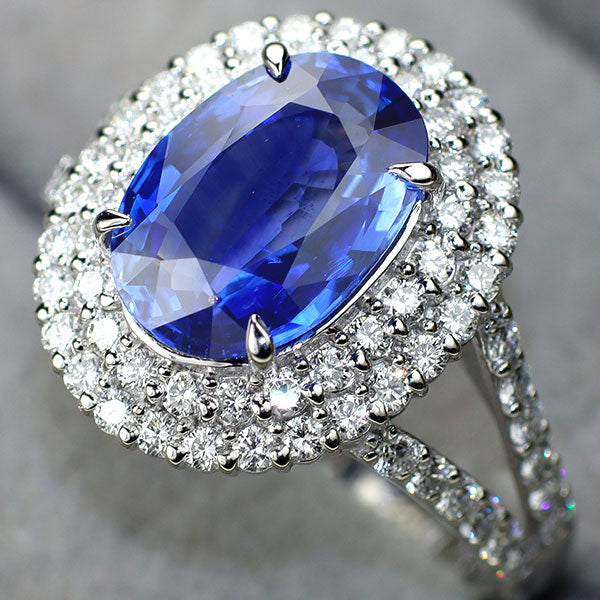 Pt900 サファイア ダイヤモンド リング 3.327ct D0.78ct